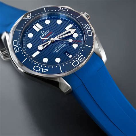 blue rubber strap for omega seamaster 300m|omega seamaster 300m strap width.